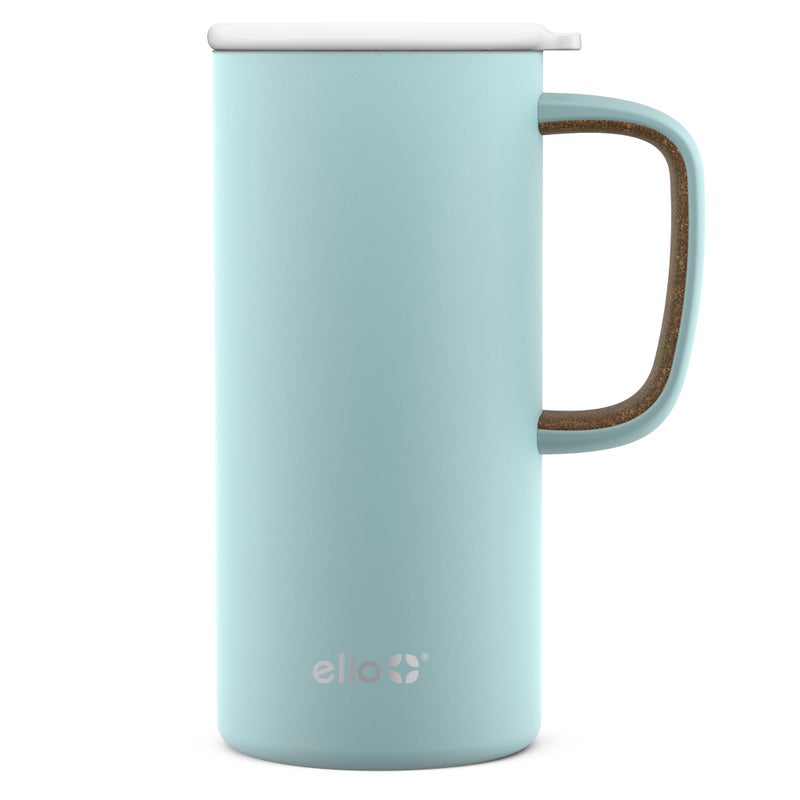 Ello Campy Vacuum Insulated Travel Mug with Leak-Proof Slider Lid and Comfy Carry Handle, Perfect for Coffee or Tea, BPA Free, Frost, 18oz - Image 1
