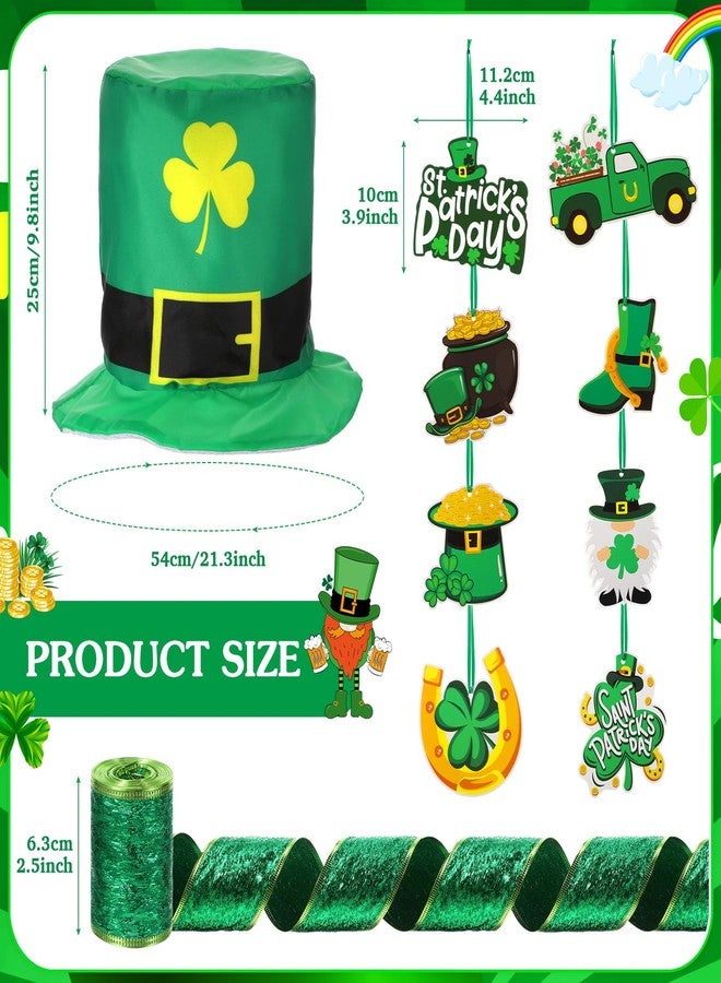 Halfchet St. Patricks Day Tree Ornaments Decorations St Patrick's Day Tree Topper Hat Bow Ribbon Shamrock Coins Hanging Ornaments for Irish Party - Image 3