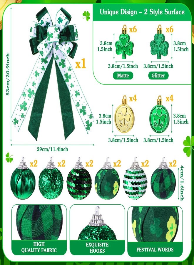 Halfchet St. Patricks Day Tree Ornaments Decorations St Patrick's Day Tree Topper Hat Bow Ribbon Shamrock Coins Hanging Ornaments for Irish Party - Image 2
