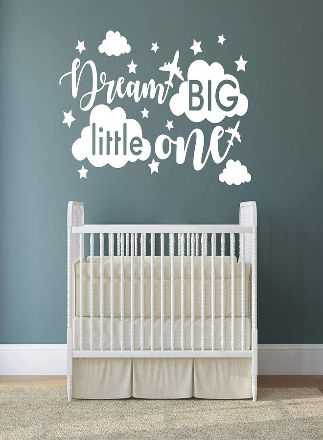 GESTYZ Quote Wall Decal, Dream Big Little One Decal, Baby Room Decor, Quote for Kids, Baby Boy Room DecorPlane Decal, Cloud and Star Decal, Wall Decals Nursery Y40 (Small, White) - Image 3