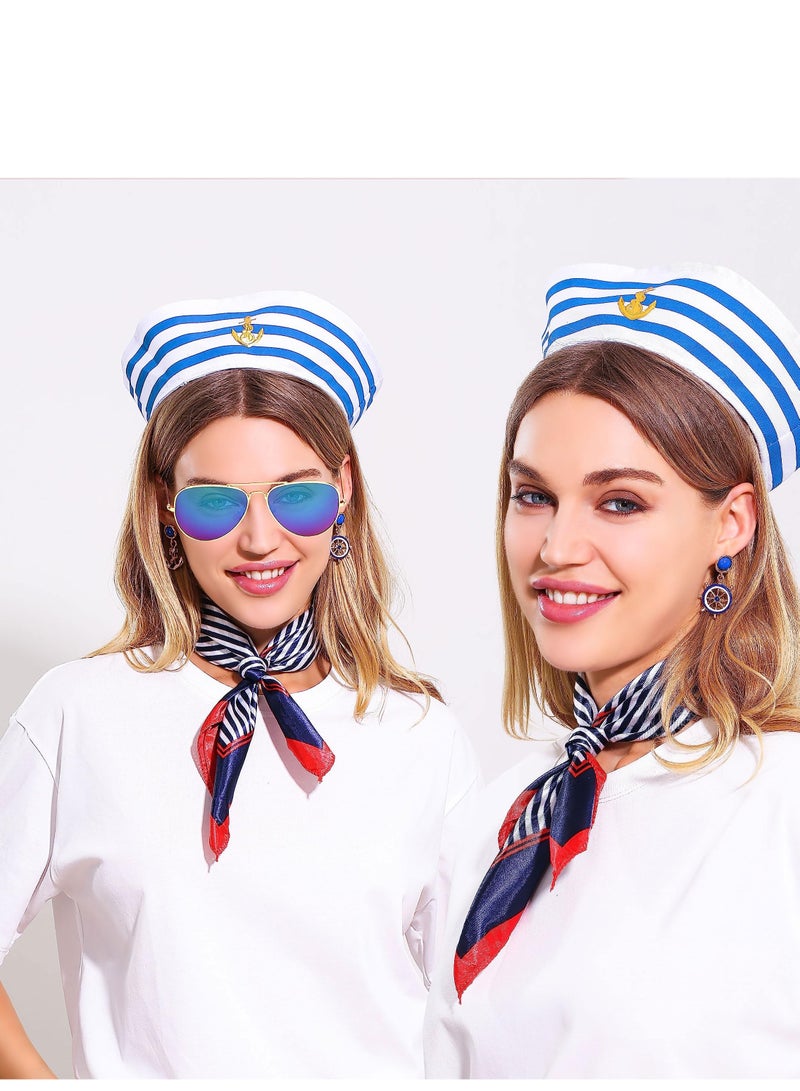 SYOSI Nautical Costume For Women Sailor Accessory Hat Accessories Sunglasses Gloves Scarf Outfit Navy Party Favors Dressing Up  - Image 3