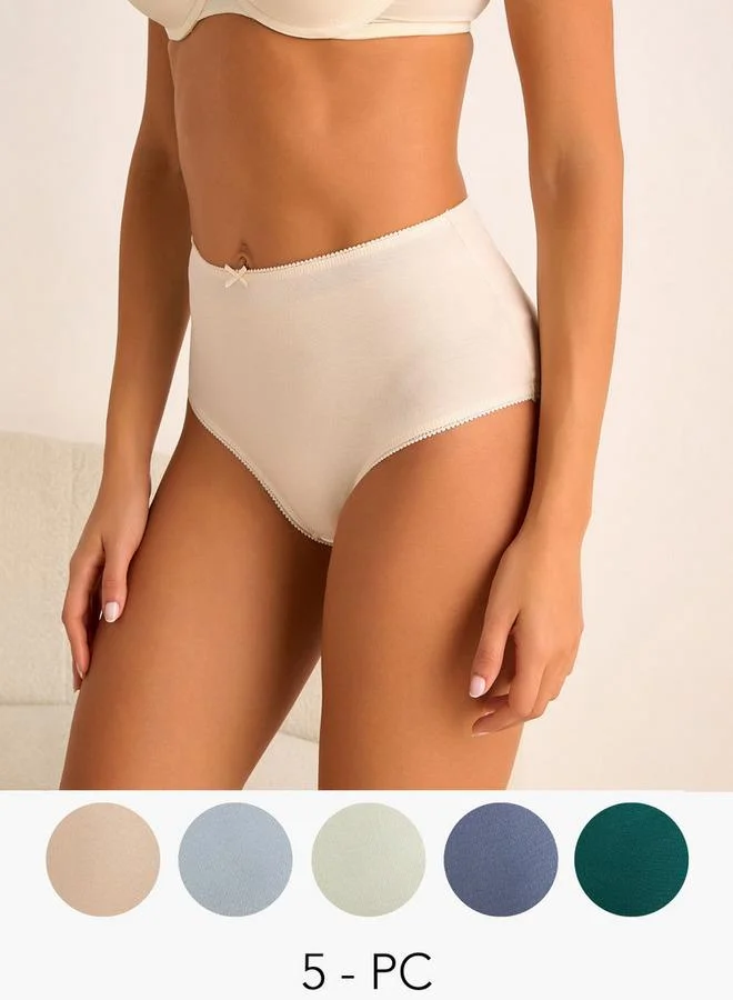 سبلاش فيڤ طقم من  سراويل داخلية قصيرة بخصر عالٍ وزخرفة فيونكة