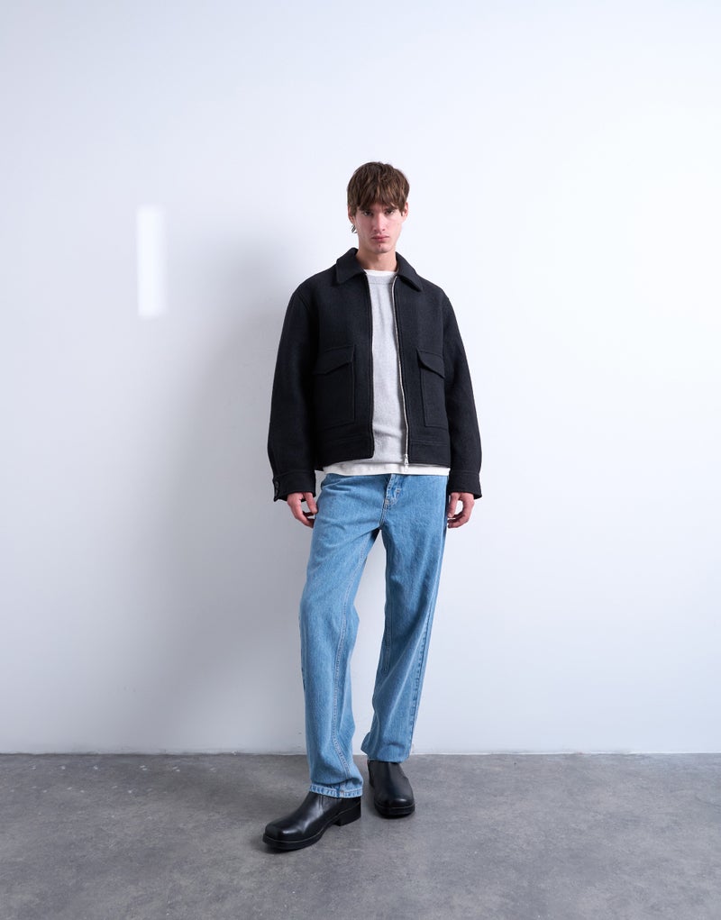 TOPMAN Wool Blend Zip Through Shacket In Dark Grey - Image 5