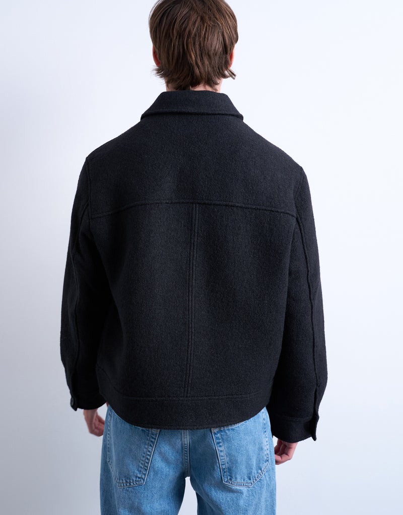 TOPMAN Wool Blend Zip Through Shacket In Dark Grey - Image 2