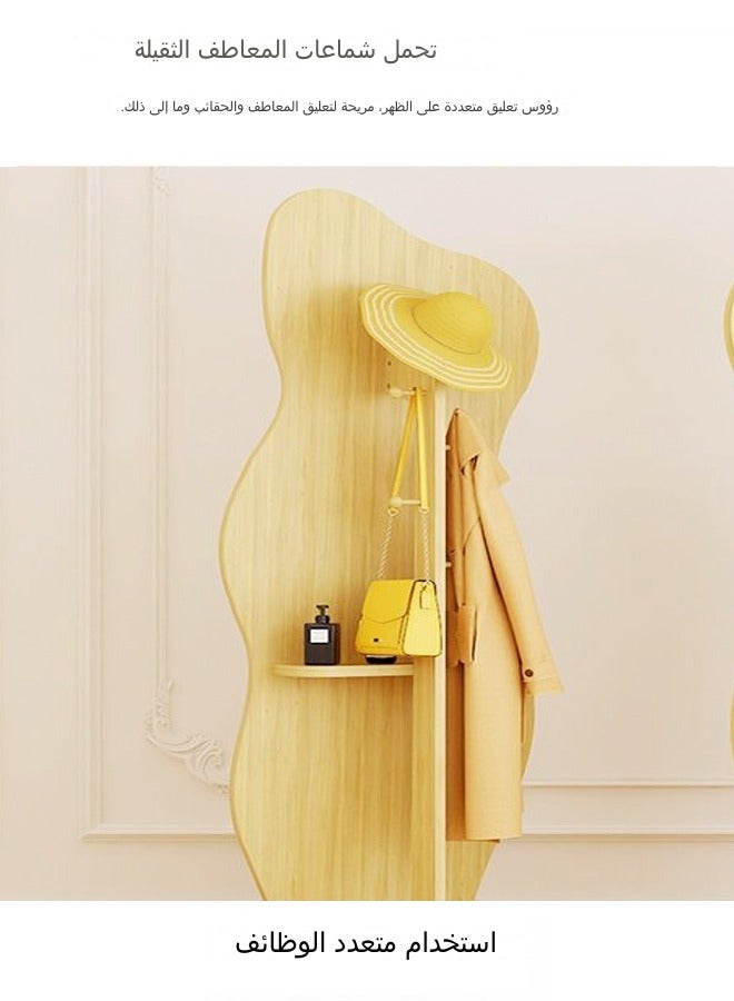 C&C Home Mutifunctional Irregular Clouds Shaped Asymmetrical Mirror Rotating Floor Full length Body Mirror with Coat Hangers Storage Rack Beige 165x36cm - Image 3