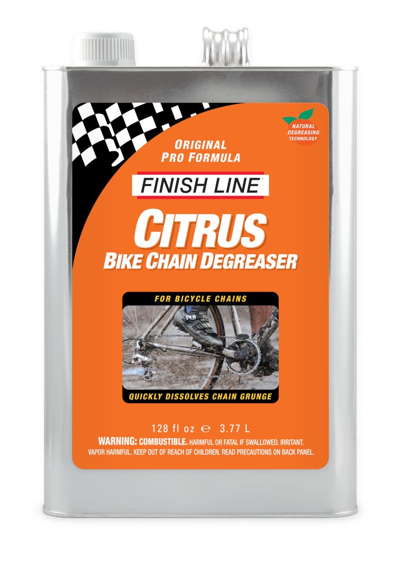 Finish Line Citrus Bike Degreaser â€“ Biodegradable, Non-Toxic Formula with Orange Peel Extracts, Penetrates Deep and Dilutes for Versatile Cleaning, 1 Gallon - Image 1