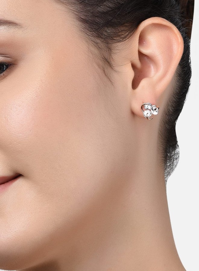 Ami Pack of 2 Rose Gold Contemporary Cubic Zirconia Brass Stud Earrings For Women-ZPFK19541 - Image 3