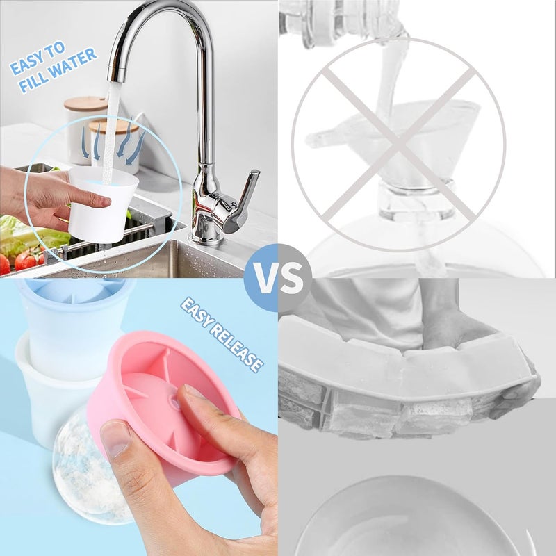 XIORRY (Upgrade) Ice Molds 6 PCS, Silicone Sphere Ice Mold Maker, Stackable Easy Release Circle Ice Cube Mold with Lids, Spherical Ice Makers with Lids for Whiskey, Cocktails, Bourbon, and Drinks - Image 3