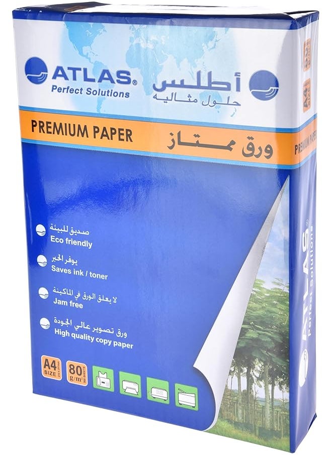 ATLAS Photocopy A4 Paper 500 Sheet X 5 80 Gsm Hq  - Image 1