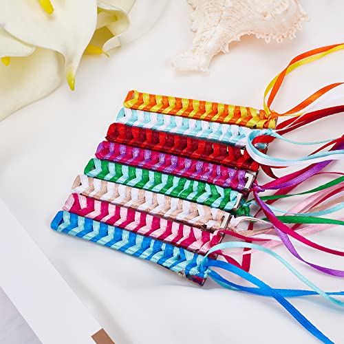FREEBLOSS 8 Set Braided Rainbow Ribbon Hair Barrettes DIY Hair Clips Kit Retro Ribbon Barrettes Making Kit Ribbon Hair Accessories for Girls, Instructions Included - Image 2
