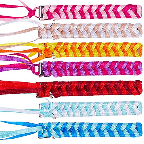 FREEBLOSS 8 Set Braided Rainbow Ribbon Hair Barrettes DIY Hair Clips Kit Retro Ribbon Barrettes Making Kit Ribbon Hair Accessories for Girls, Instructions Included - Image 1