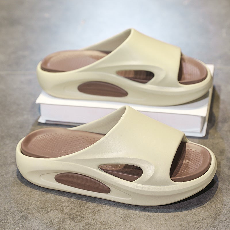 Mens Summer Lightweight Breathable Fish Mouth Slides H-907A Card Brown