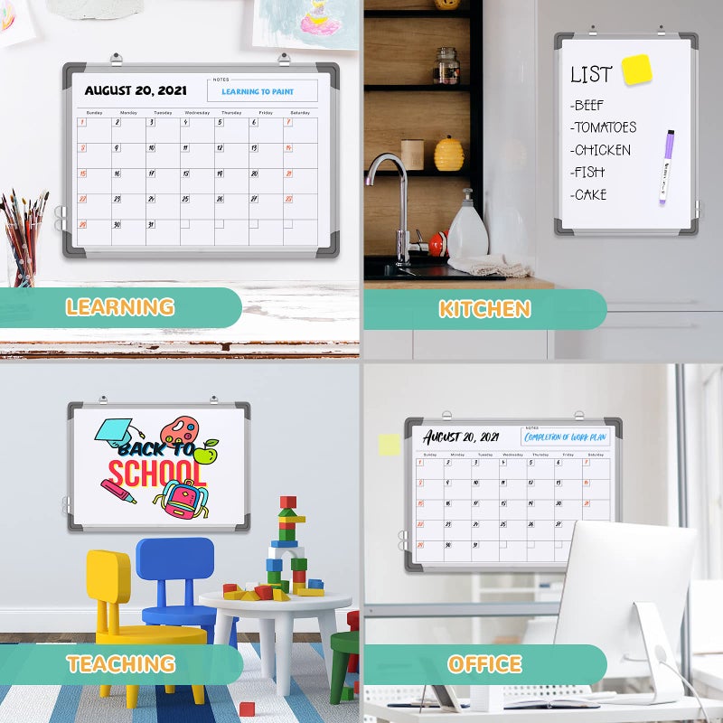 ABERLLS Small Monthly Calendar Dry Erase Whiteboard for Wall, 16" x 12" Magnetic Dry Erase Board, Hanging Double-Sided White Board, Portable Board for Drawing, Kitchen, Planning, Memo, Home, Office - Image 3