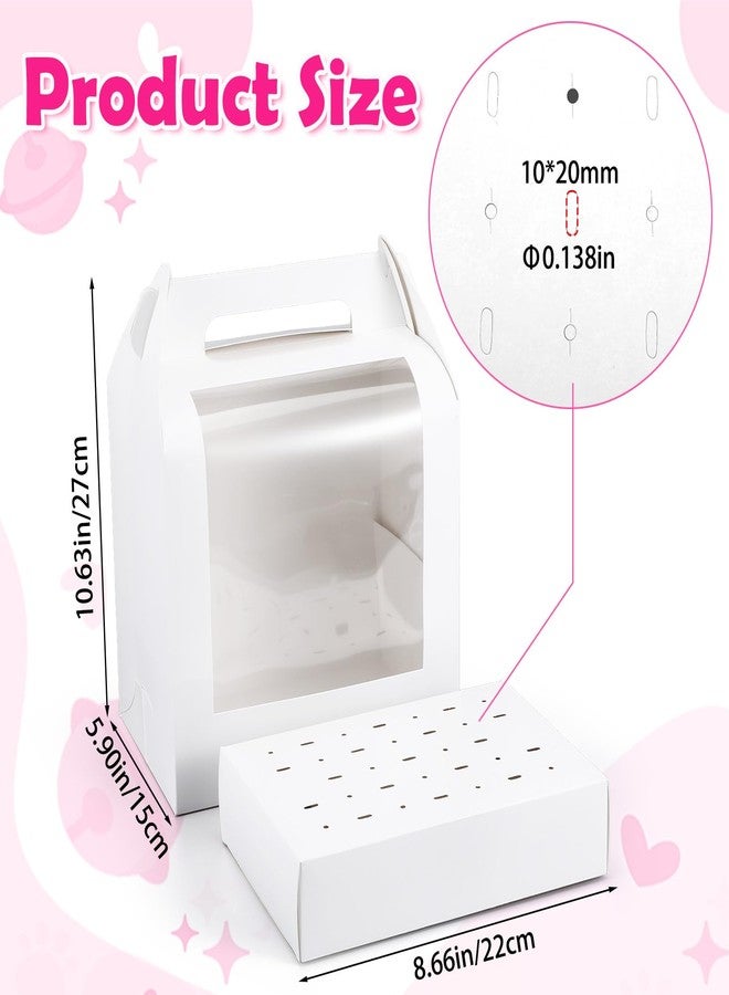 Caeuiciw 8 Pcs Portable Cake Pop Holder Boxes,Cakes Pops Boxes Packaging, Cakes Pop Display Stand with Clear Window,White Cakesicle Boxe - Image 2