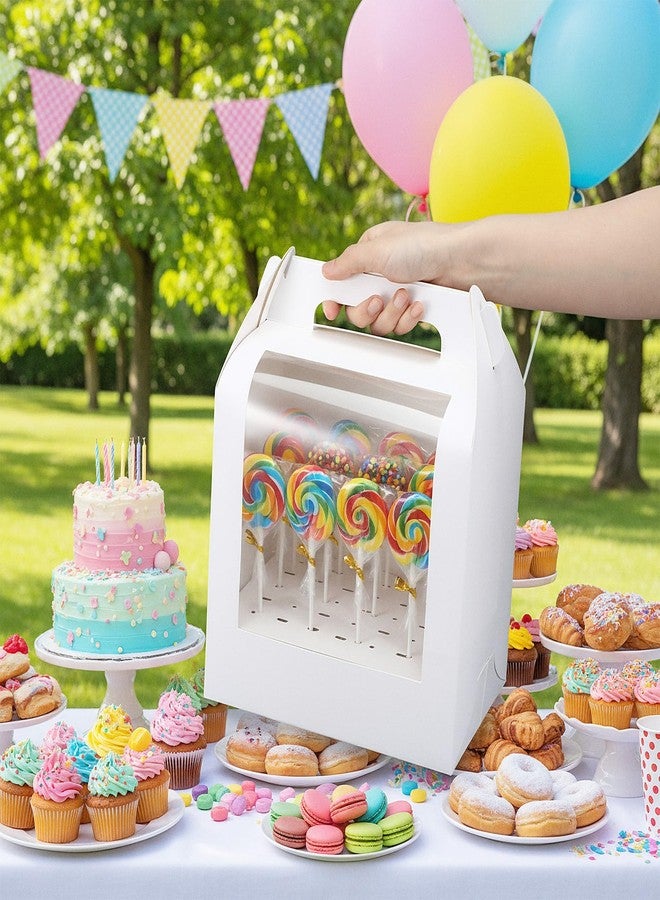 Caeuiciw 8 Pcs Portable Cake Pop Holder Boxes,Cakes Pops Boxes Packaging, Cakes Pop Display Stand with Clear Window,White Cakesicle Boxe - Image 5