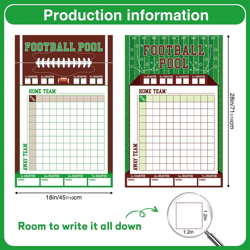 Biswiter Football Pool Squares Poster Board, 2 Pack Large Football Squares Board 100, 28 x 18 Inch Footbal l Pool Squares Poster, Big Foot ball Game Party Supplies 2026 - Image 2