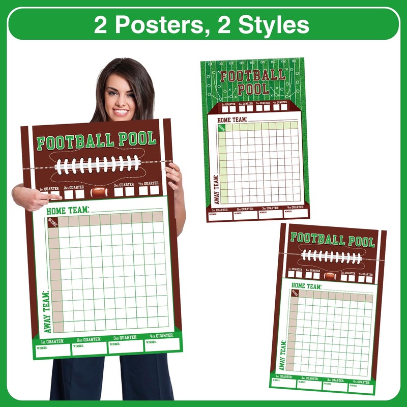 Biswiter Football Pool Squares Poster Board, 2 Pack Large Football Squares Board 100, 28 x 18 Inch Footbal l Pool Squares Poster, Big Foot ball Game Party Supplies 2026 - Image 3