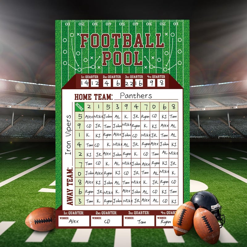 Biswiter Football Pool Squares Poster Board, 2 Pack Large Football Squares Board 100, 28 x 18 Inch Footbal l Pool Squares Poster, Big Foot ball Game Party Supplies 2026 - Image 5