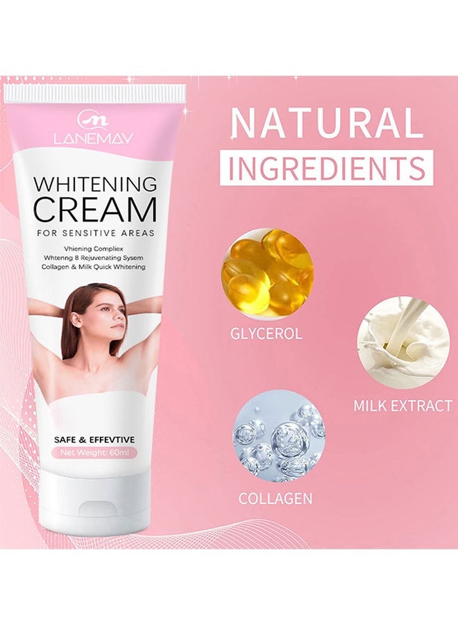 LANEMAY Whitening Cream For Sensitive Areas, Skin Bleaching Cream, Dark Spot Remover For Body For Neck, Underarm Elbows Intimate Areas Knees And Private Areas, Intimate Skin Cream Bleaching Cream, 60ml - Image 4