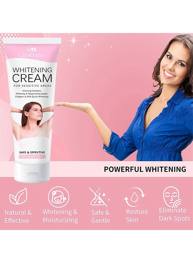 LANEMAY Whitening Cream For Sensitive Areas, Skin Bleaching Cream, Dark Spot Remover For Body For Neck, Underarm Elbows Intimate Areas Knees And Private Areas, Intimate Skin Cream Bleaching Cream, 60ml - Image 3