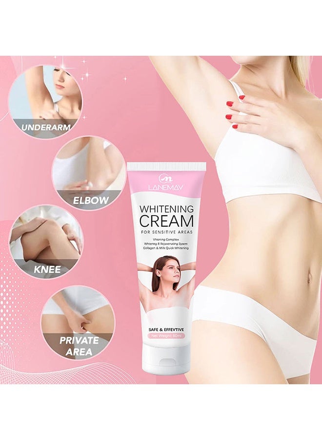 LANEMAY Whitening Cream For Sensitive Areas, Skin Bleaching Cream, Dark Spot Remover For Body For Neck, Underarm Elbows Intimate Areas Knees And Private Areas, Intimate Skin Cream Bleaching Cream, 60ml - Image 2