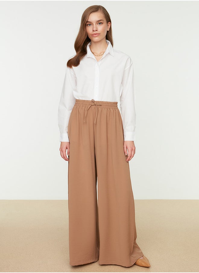 trendyol - Mink Wide Leg Weave Trousers TCTSS22PL0240 - Image 1