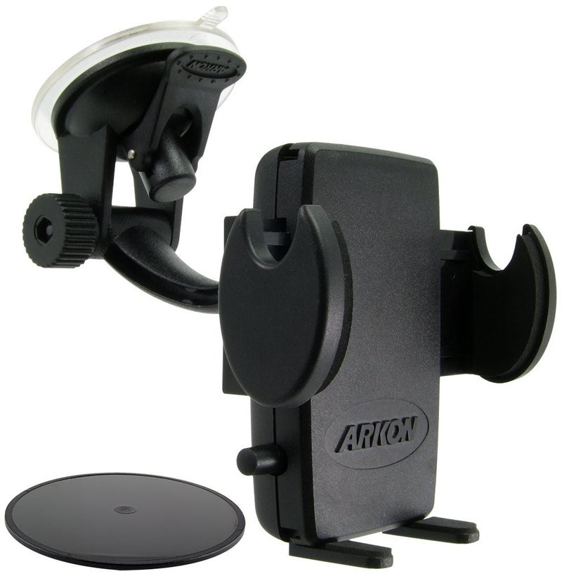 ARKON Windshield and Dash Car Phone Holder Mount for iPhone X 8 7 6S 6 Plus 8 7 6S 6 Galaxy Note Retail Black (SM415) - Image 1