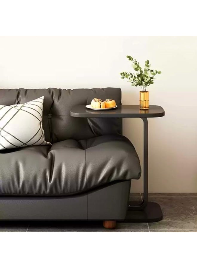DUNISO C Shaped Side Table,Sofa Side Table, Wooden Tabletop End Table,Oil Resistant Waterproof,for Bedroom Living Room Home Office Dorm,45*28*60cm,Black - Image 3