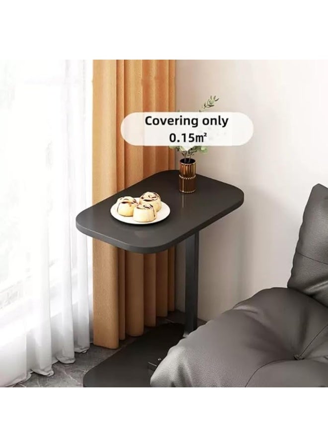 DUNISO C Shaped Side Table,Sofa Side Table, Wooden Tabletop End Table,Oil Resistant Waterproof,for Bedroom Living Room Home Office Dorm,45*28*60cm,Black - Image 5
