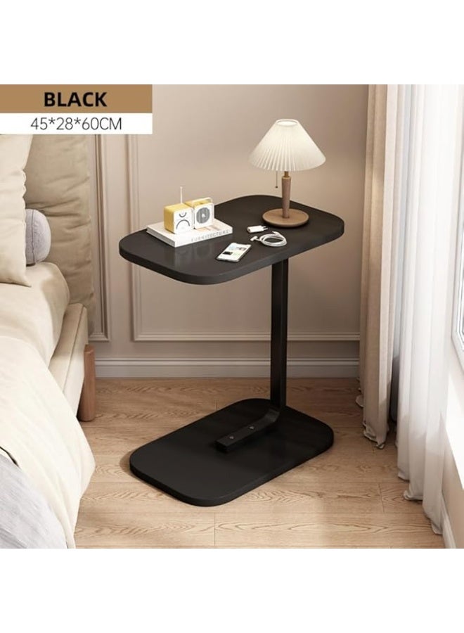 DUNISO C Shaped Side Table,Sofa Side Table, Wooden Tabletop End Table,Oil Resistant Waterproof,for Bedroom Living Room Home Office Dorm,45*28*60cm,Black - Image 2