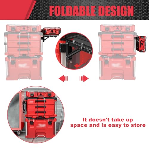 BPOPO Folding Packout Mount Compatible with Milwaukee Packout Toolbox,Side Storage for Your Packout System - Image 4