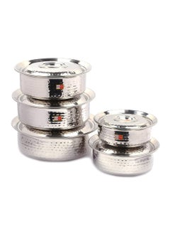 KCL KCL Stainless Steel Mirror Finish Hammered Arabian Chetty/Handi for Cooking n Serving - Set of 5 - (Capacity - 1500ml, 2000ml, 2500ml, 3000ml, 3500ml)  - Image 3