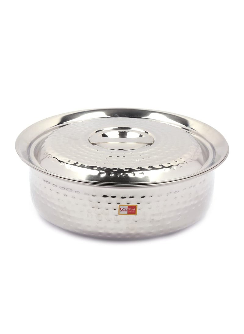 KCL - KCL Stainless Steel Mirror Finish Hammered Arabian Chetty/Handi for Cooking n Serving - Set of 5 - (Capacity - 1500ml, 2000ml, 2500ml, 3000ml, 3500ml) - Image 1