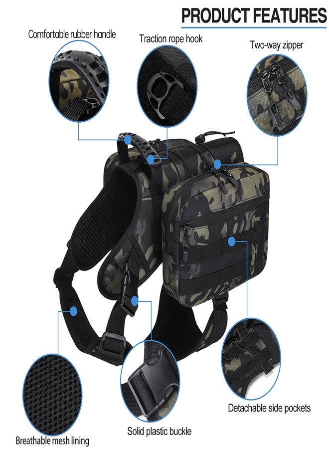 BYGD Outdoors Dog Hiking Backpacks, Hiking Backpack for Large Dogs with Side Pockets, Adjustable Strap, Large Capacity 2 Spacious Side Bags, Breathable Waterproof Fabric (Camo) - Image 3