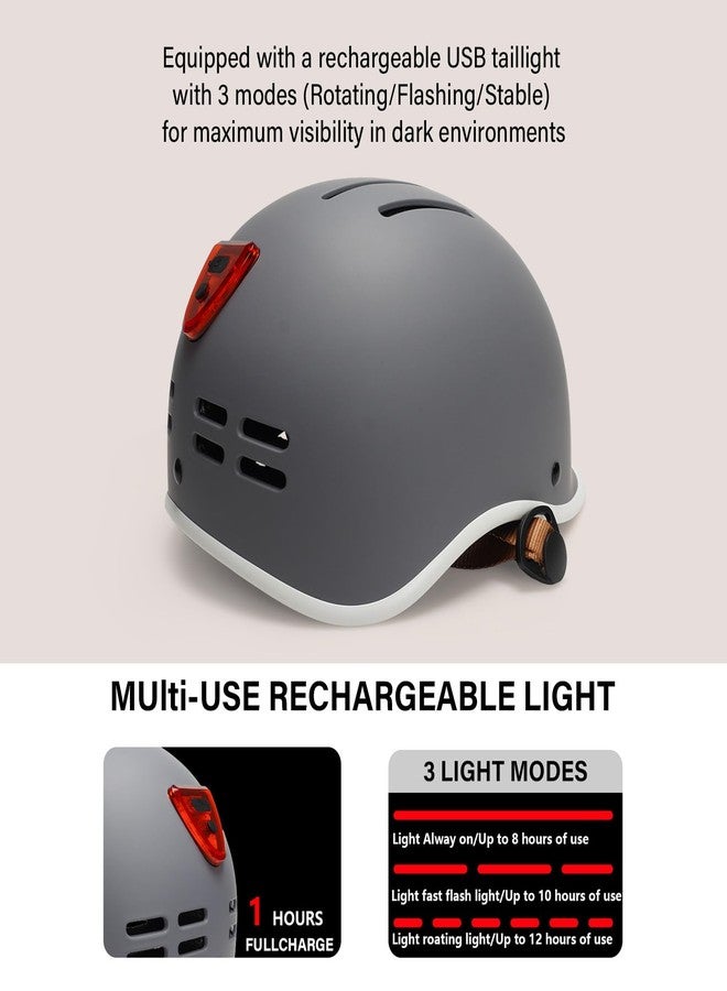 Exclusky Bike Helmet for Adults,Adjustable Cycling Helmet for Men & Women Safety Certified Bicycle Helmet for Commuting, Road Biking, Skating with USB Rechargeable Rear Light - Image 2