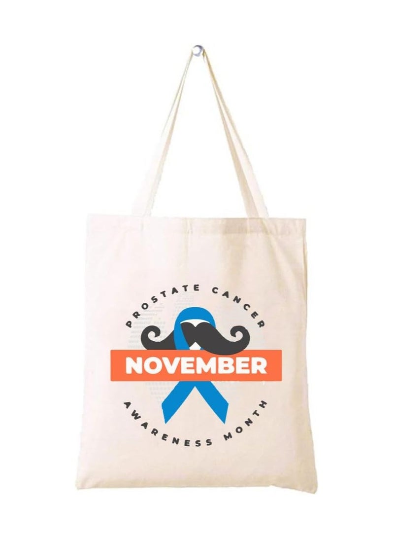 PRINTSHOP4ME Movember Awareness Cotton Jute Bag Eco-Friendly Tote For Supporting Men's Health Initiatives Ideal For Events,Fundraisers And Everyday Use Perfect For Supporting ProstateCancer Initiatives - Image 1