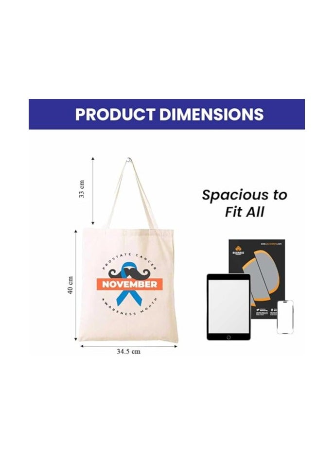 PRINTSHOP4ME Movember Awareness Cotton Jute Bag Eco-Friendly Tote For Supporting Men's Health Initiatives Ideal For Events,Fundraisers And Everyday Use Perfect For Supporting ProstateCancer Initiatives - Image 3