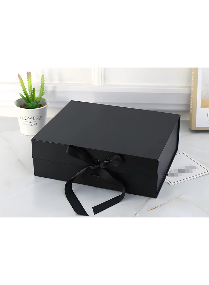 ماماتونس صندوق هدايا أسود فاخر مع حقيبة إغلاق مغناطيسي وشريط مقاس 28.2 × 20.2 × 9.2 سم، صندوق تغليف هدايا للرجال والنساء وأعياد الميلاد وحفلات الزفاف والمهرجانات - Image 4