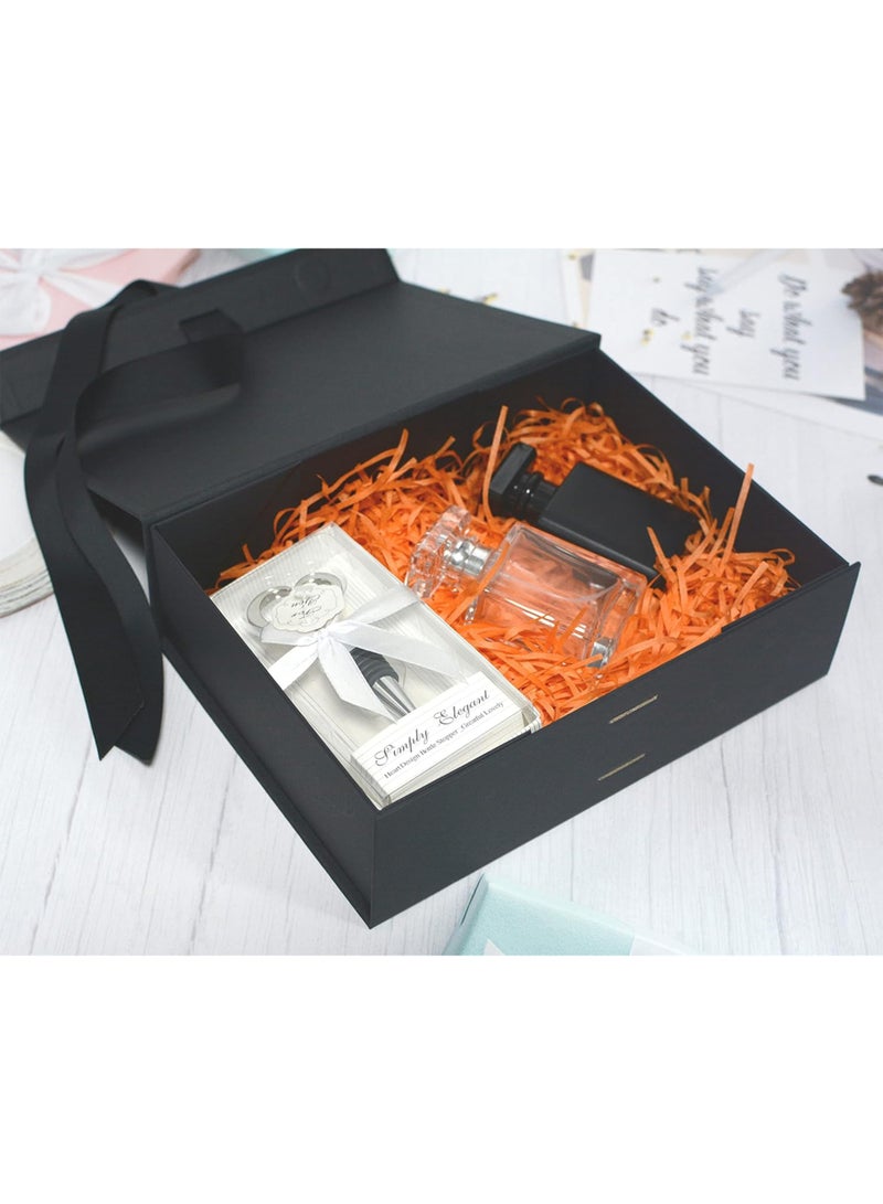 ماماتونس صندوق هدايا أسود فاخر مع حقيبة إغلاق مغناطيسي وشريط مقاس 28.2 × 20.2 × 9.2 سم، صندوق تغليف هدايا للرجال والنساء وأعياد الميلاد وحفلات الزفاف والمهرجانات - Image 5