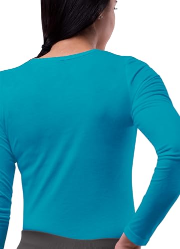Sivvan Scrubs for Women - Long Sleeve Comfort Underscrub Tee - S8500 - Teal Blue - S - Image 2