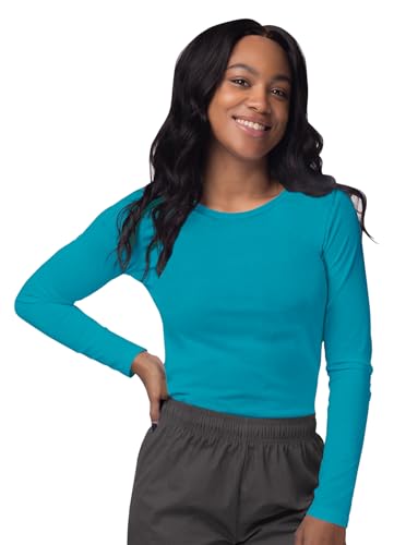 Sivvan Scrubs for Women - Long Sleeve Comfort Underscrub Tee - S8500 - Teal Blue - S - Image 1