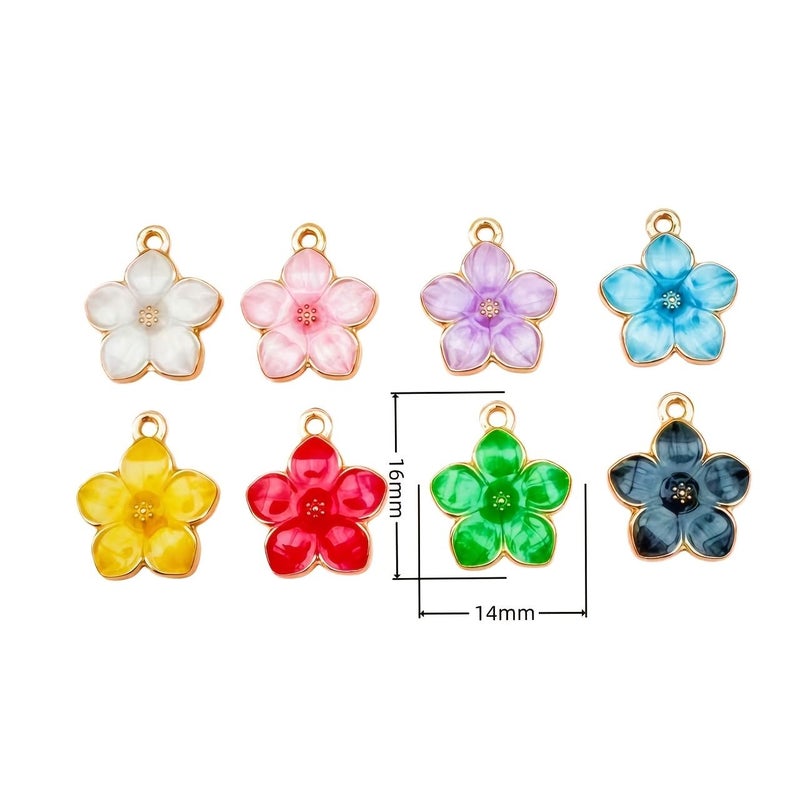 Black Flowers Korean Style Drip Oil Alloy Earrings And Keychain Set 50 Pieces - Image 4