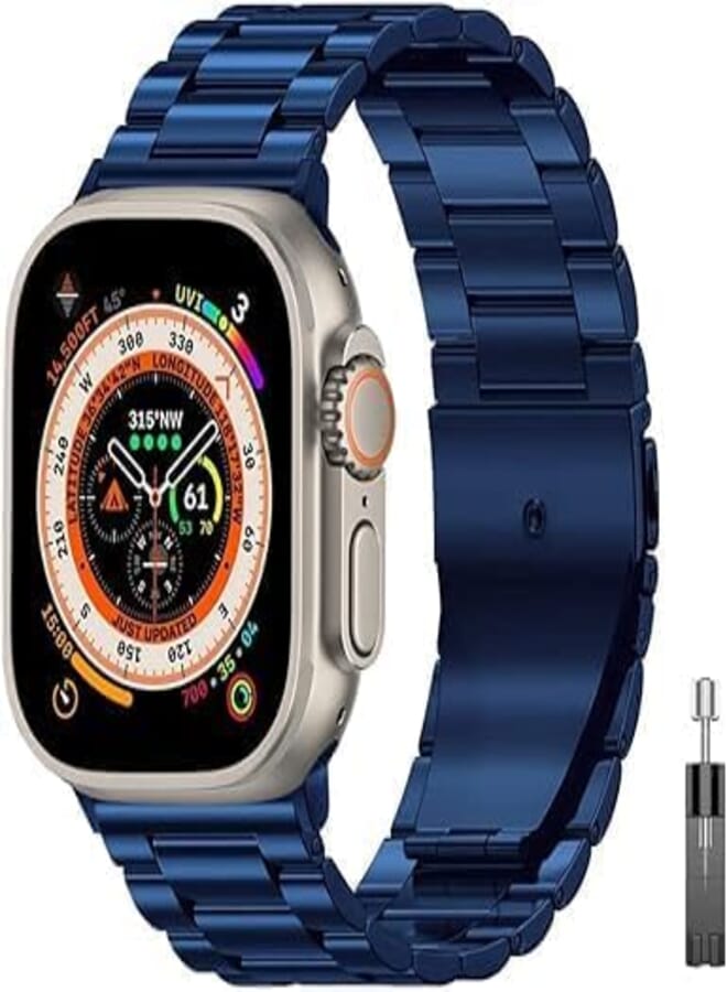 Next Next store Metal Band Compatible with Apple Watch Band 42-44/45/49 Ultra Series SE 6/5/4/3/2/1 Stainless Steel Strap for iWatch (Blue)