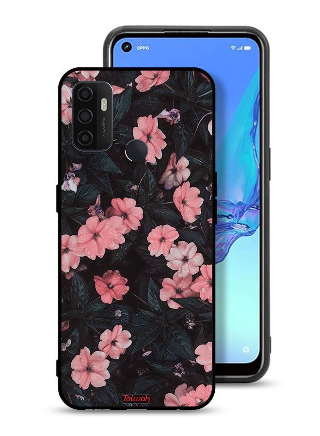 Tolwak Oppo A53s Protective Case Cover Peach Small Roses - Image 1
