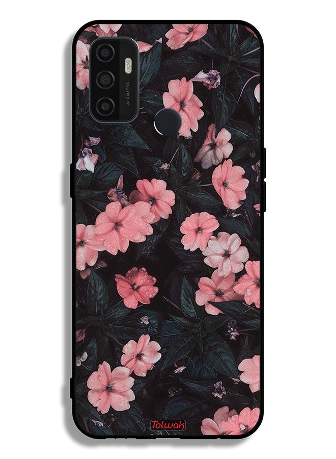 Tolwak Oppo A53s Protective Case Cover Peach Small Roses - Image 2