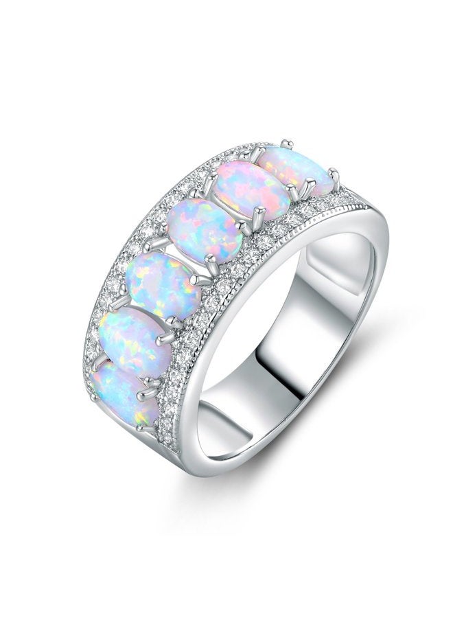 Barzel Oval-Cut Created White Opal & Cubic Zirconia Ring (Comes in Rose & White Gold Plated), 8, Brass, Created Opal - Image 1