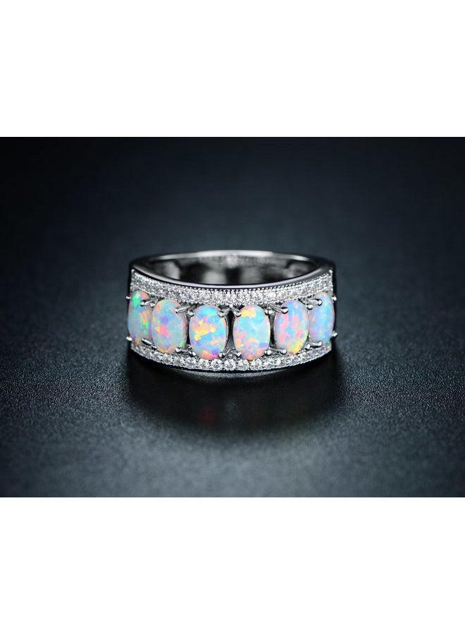 Barzel Oval-Cut Created White Opal & Cubic Zirconia Ring (Comes in Rose & White Gold Plated), 8, Brass, Created Opal - Image 4