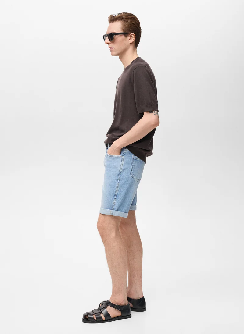 Mango Man Slim-fit denim bermuda shorts