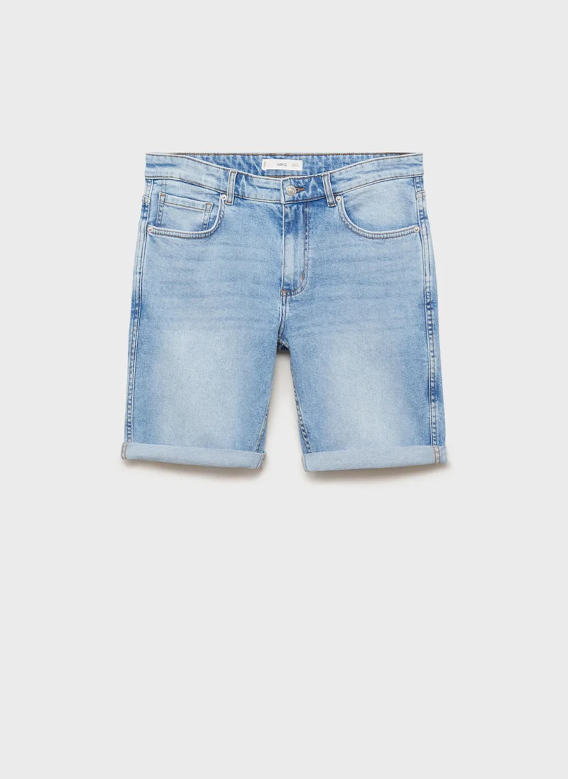 Mango Man Slim-fit denim bermuda shorts