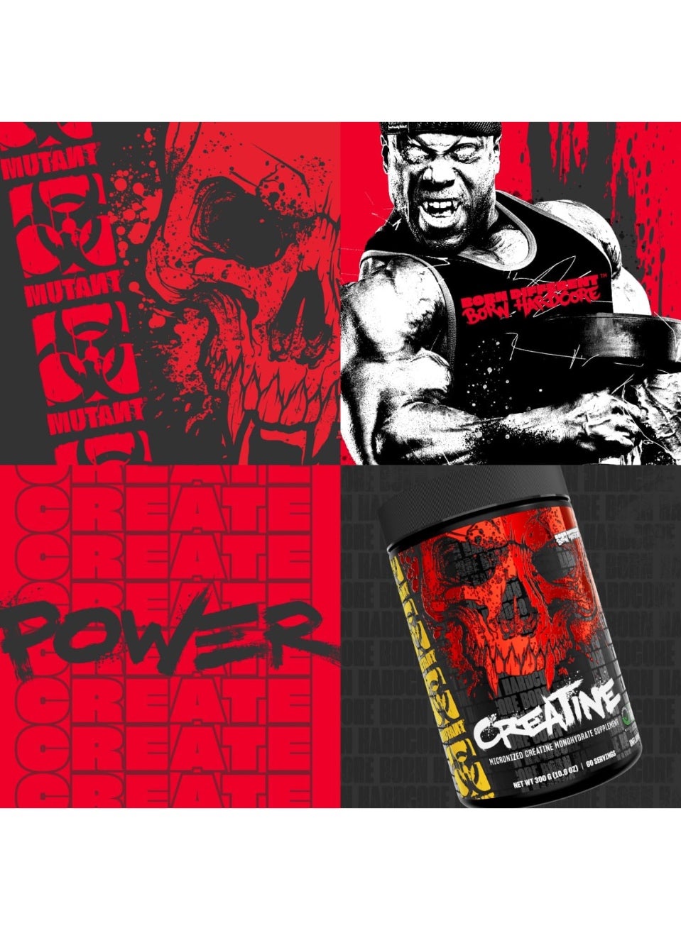 Mutant Unflavored Creatine Monohydrate Micronized Powder 300g 60 Servings